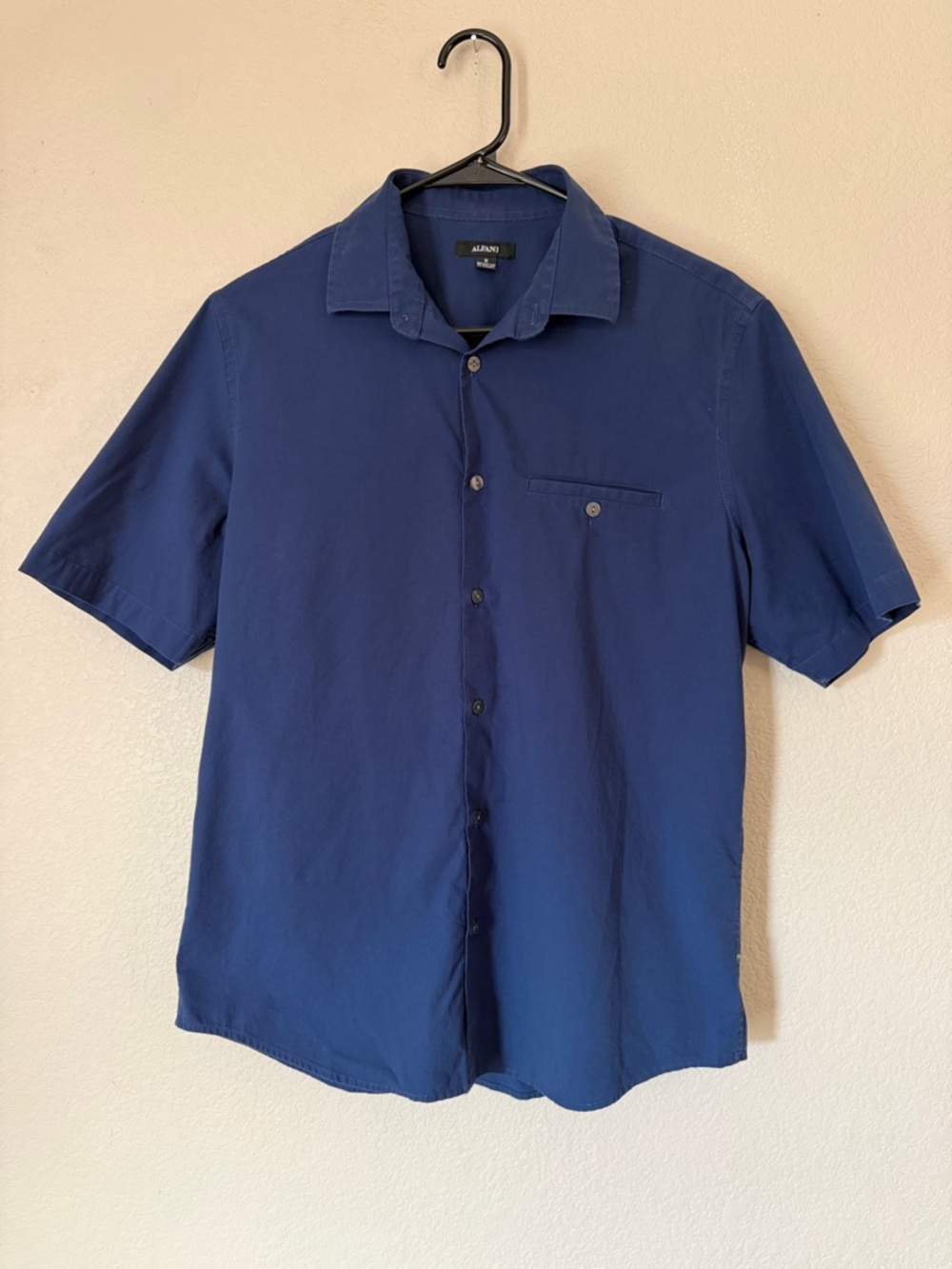 Alfani Blue Button Down‎ Shirt Mens Medium Short Sleeve Casual